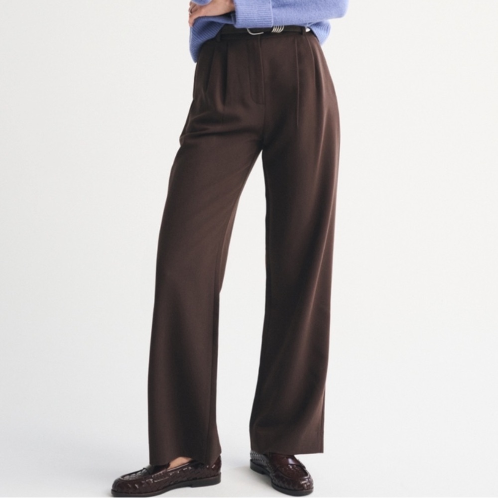 NEW Abercrombie Sloane Tailored wide leg trouser pants - Size 27 - Brown